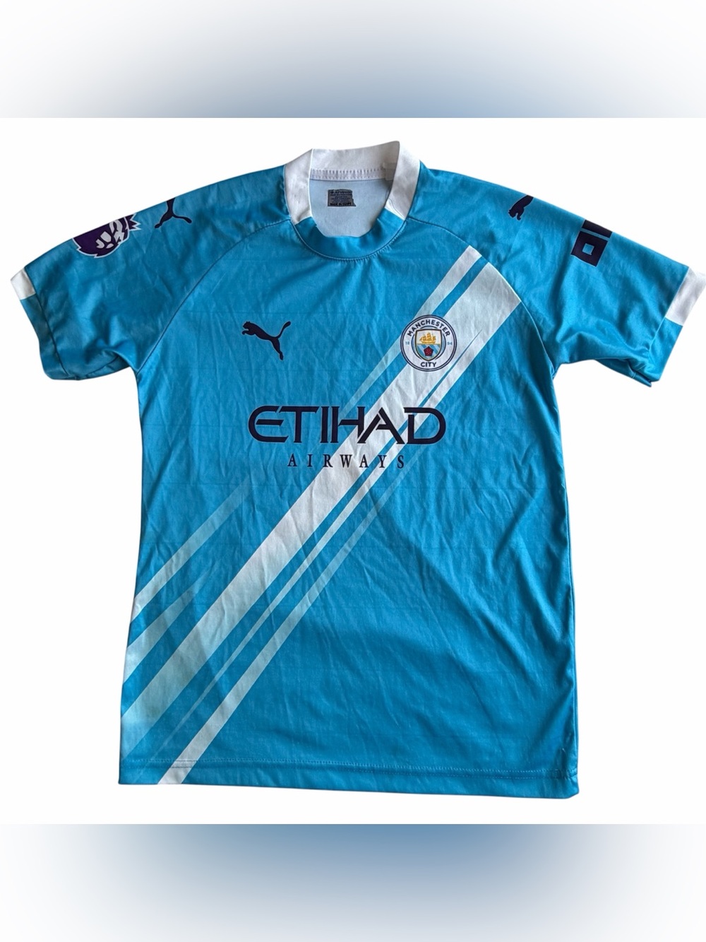 Puma Manchester City Light Blue Football Jersey with White Stripe
